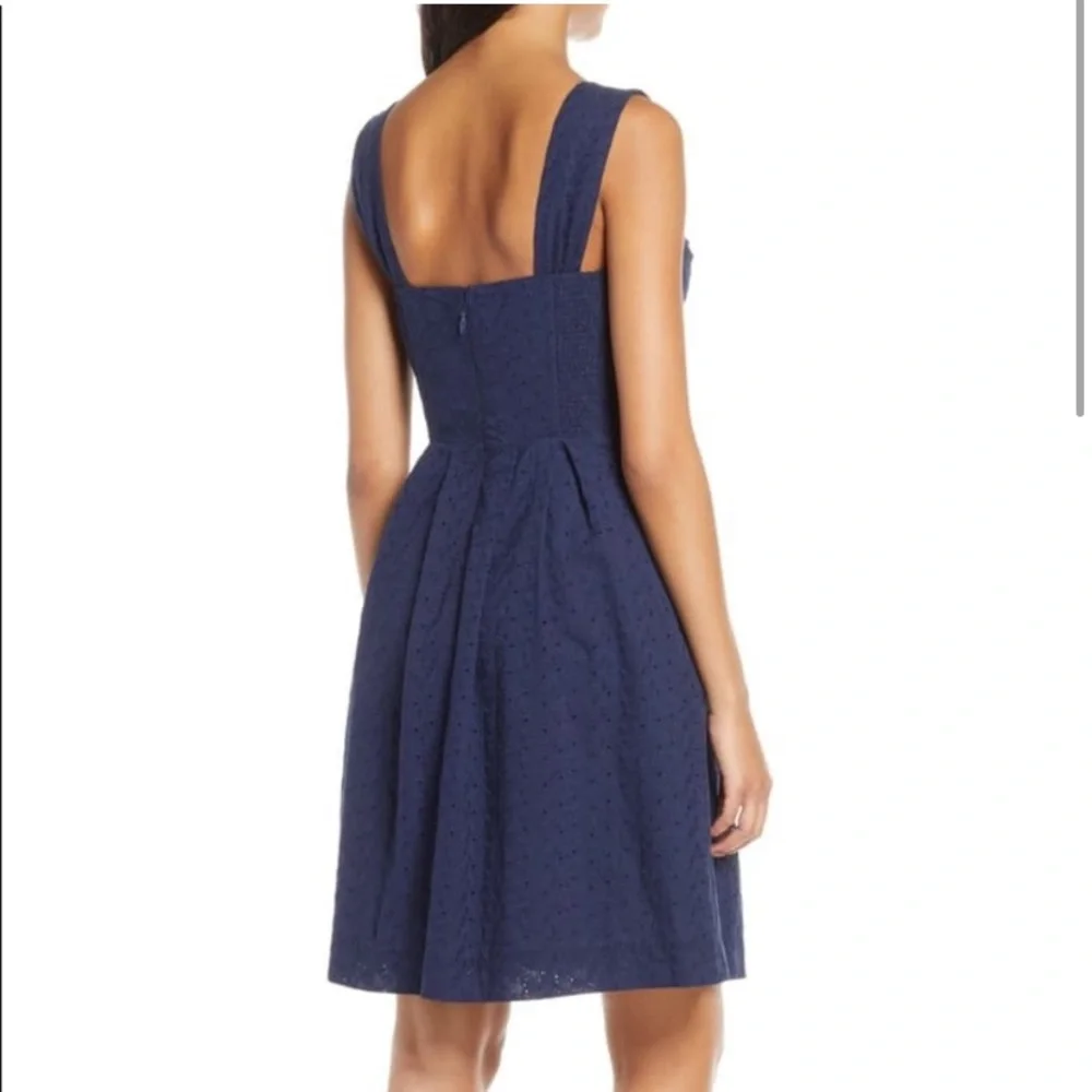 Lilly Pulitzer Cyndi Eyelet Sweetheart Fit and Flare Dress in Navy Blue - Picture 8 of 8